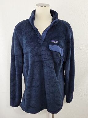 Patagonia Women's Re-Tool Half-Snap Pullover fleece sweatshirt navy blue sz XXL